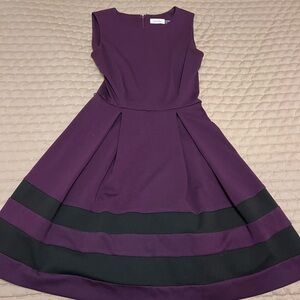 Size 2 Calvin Klein Purple and Black Women's Business Dress